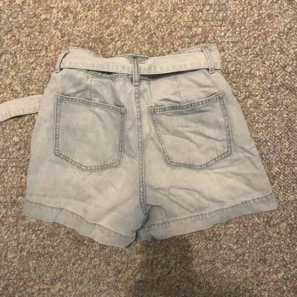 High Waisted Belted Jean Shorts - Picture 2 of 4